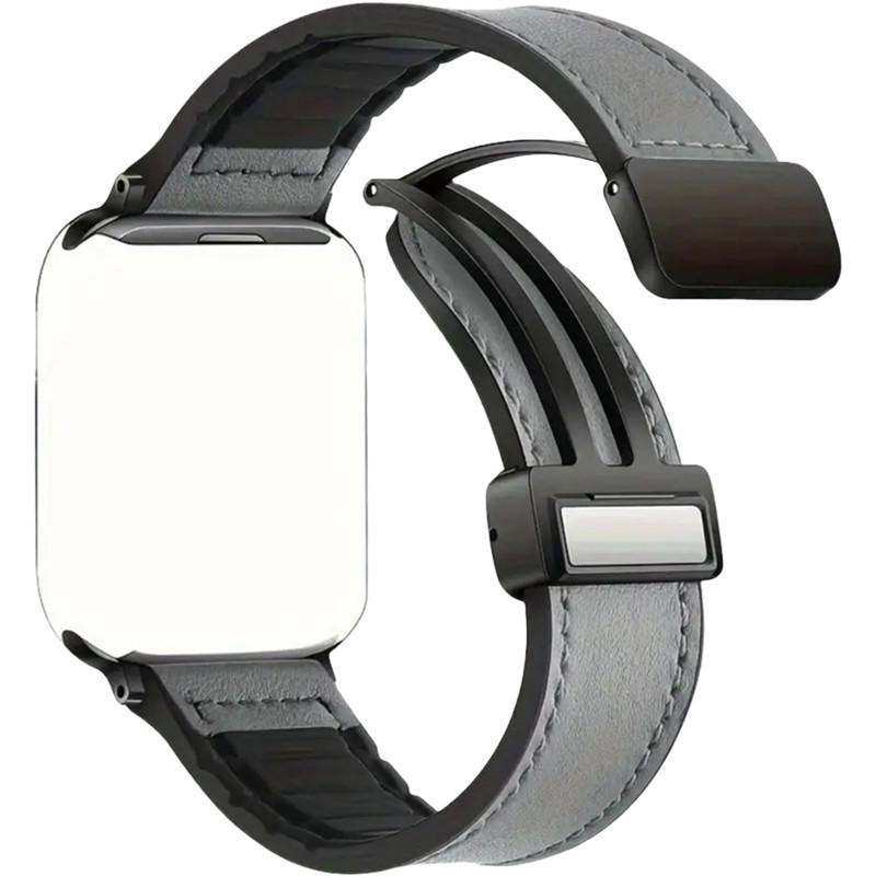 PIILI Apple Watch 42-44-45-46-49 mm Vintage Leather Akıllı Saat Kayışı Gri